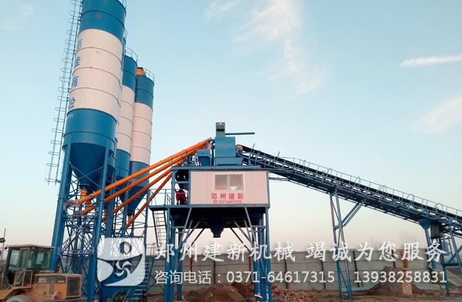 建新成套120混凝土搅拌站生产线设备驻扎山东菏泽