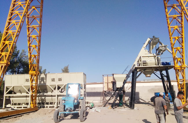 郑州建新机械75混凝土搅拌站在乌兹别克斯坦安装作业